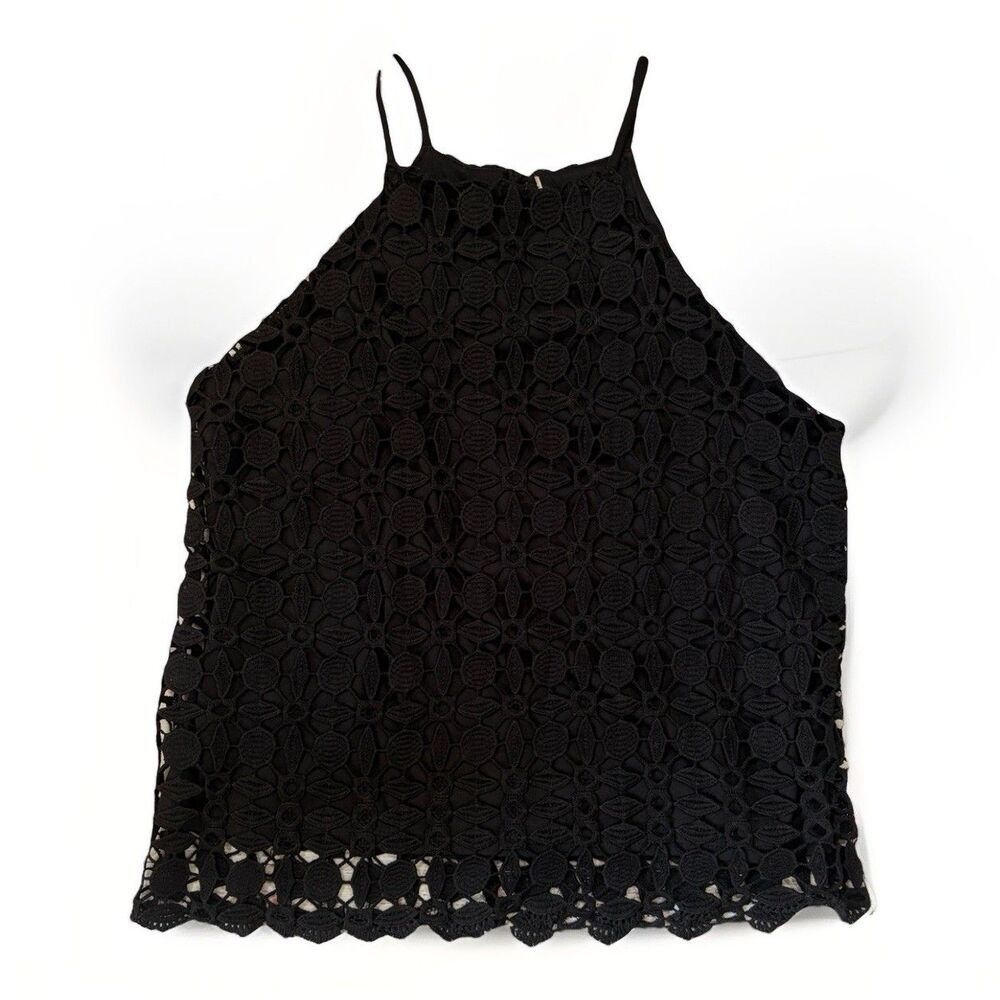Crochet Cropped Tank Top Womens Fits Small Black Y2K Boho Fairy Grunge Festival